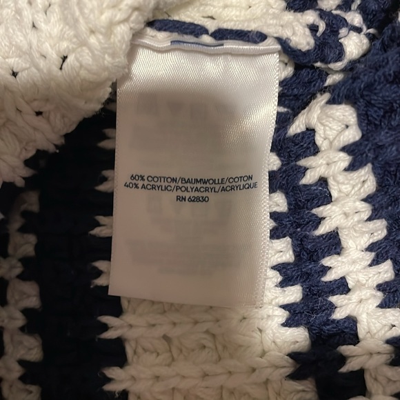 Women’s Lands*End* Sweater Blue & White Stripe Turtleneck Size L - Picture 8 of 11